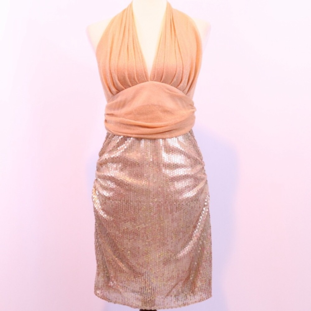 Mark and James Badgley Mischka Sequin Halter Dress